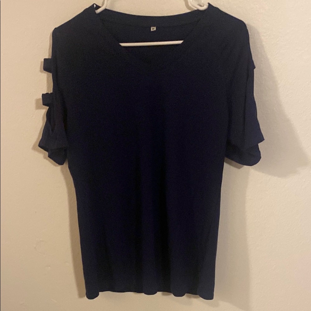 Navy Blue Short Sleeve Top